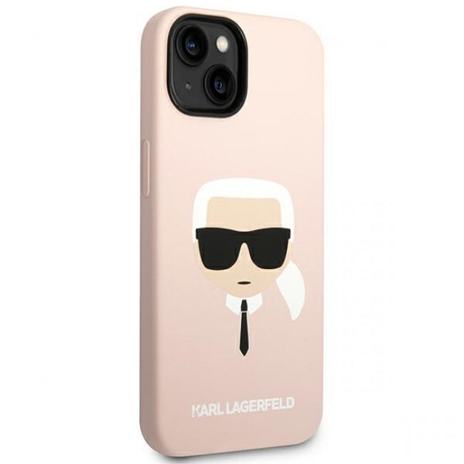 Karl Lagerfeld iPhone 14 Plus Silicone Karl's Head MagSafe Θήκη Σιλικόνης με MagSafe - Light Pink - KLHMP14MSLKHLP