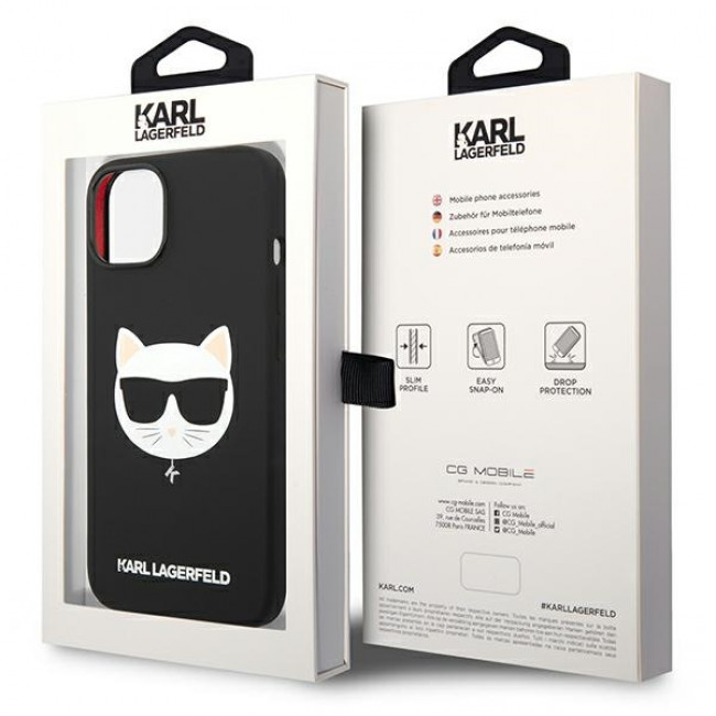 Karl Lagerfeld iPhone 14 Plus Silicone Choupette Head Magsafe Θήκη Σιλικόνης με MagSafe - Black - KLHMP14MSLCHBK