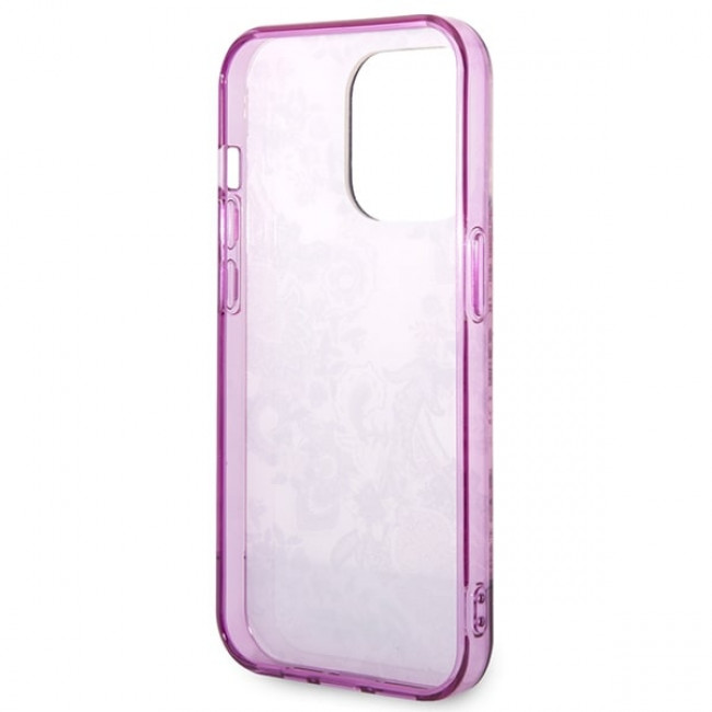 Guess iPhone 14 Pro Porcelain Collection Σκληρή Θήκη με Πλαίσιο Σιλικόνης - Fuschia - GUHCP14LHGPLHF