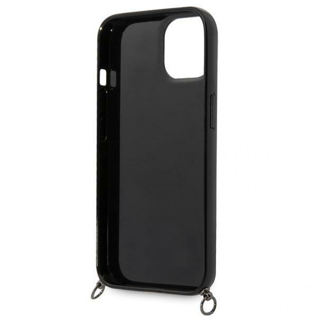 Karl Lagerfeld iPhone 14 Color Stripes Strap Σκληρή Θήκη με Πλαίσιο Σιλικόνης και Λουράκι - Pink - KLHCP14SSTSTP