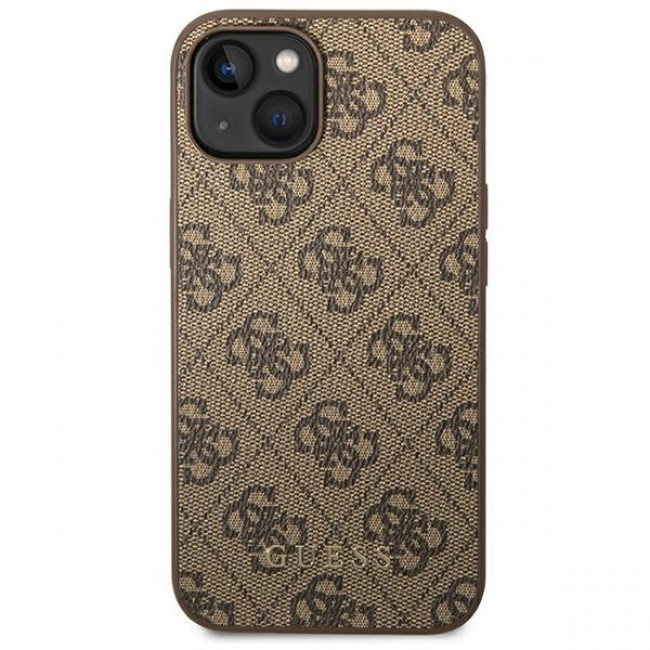 Guess iPhone 14 Plus 4G Saffiano Θήκη με Επένδυση Συνθετικού Δέρματος - Brown - GUHCP14MG4GFBR