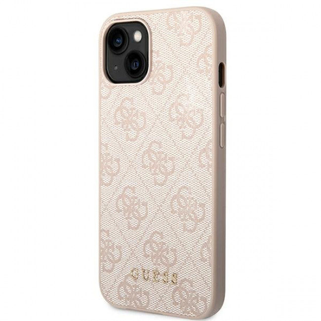 Guess iPhone 14 Plus 4G Saffiano Θήκη με Επένδυση Συνθετικού Δέρματος - Pink - GUHCP14MG4GFPI