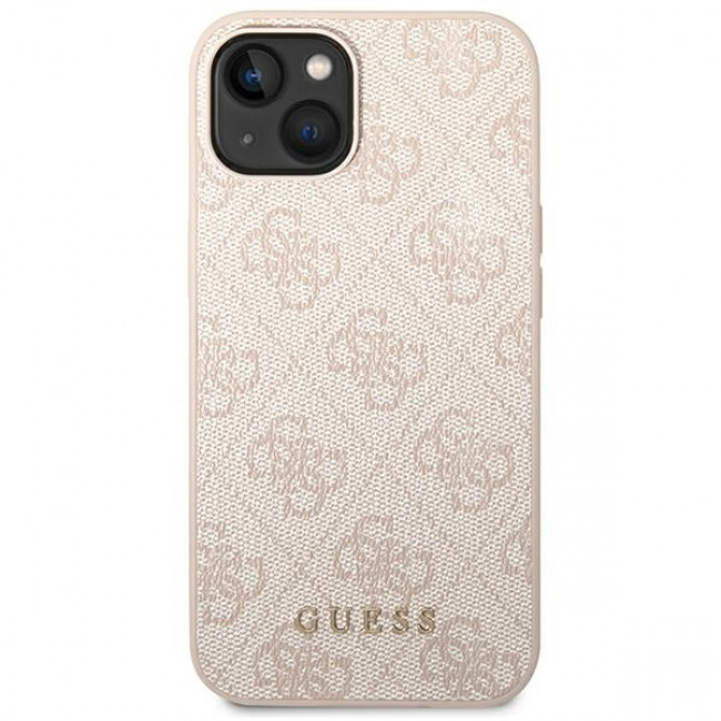 Guess iPhone 14 Plus 4G Saffiano Θήκη με Επένδυση Συνθετικού Δέρματος - Pink - GUHCP14MG4GFPI