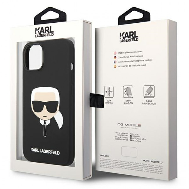 Karl Lagerfeld iPhone 14 Silicone Karl's Head Θήκη Σιλικόνης - Black - KLHCP14SSLKHBK