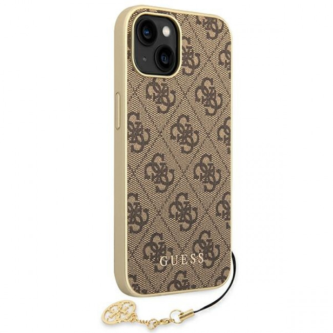 Guess iPhone 14 Plus - 4G Charms Collection Θήκη με Επένδυση Συνθετικού Δέρματος - Brown - GUHCP14MGF4GBR