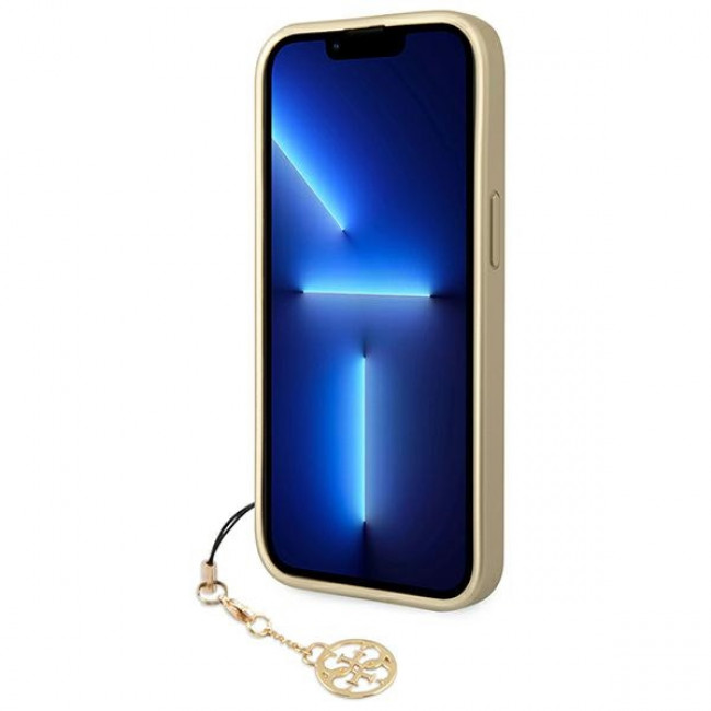 Guess iPhone 14 Plus - 4G Charms Collection Θήκη με Επένδυση Συνθετικού Δέρματος - Brown - GUHCP14MGF4GBR