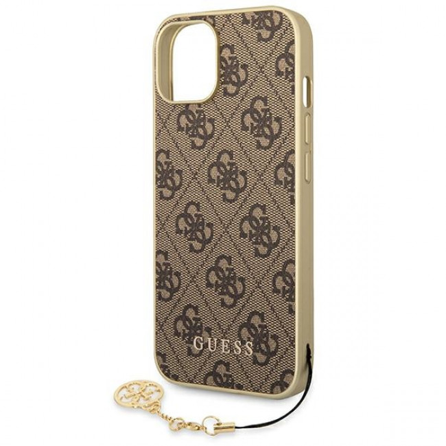 Guess iPhone 14 Plus - 4G Charms Collection Θήκη με Επένδυση Συνθετικού Δέρματος - Brown - GUHCP14MGF4GBR