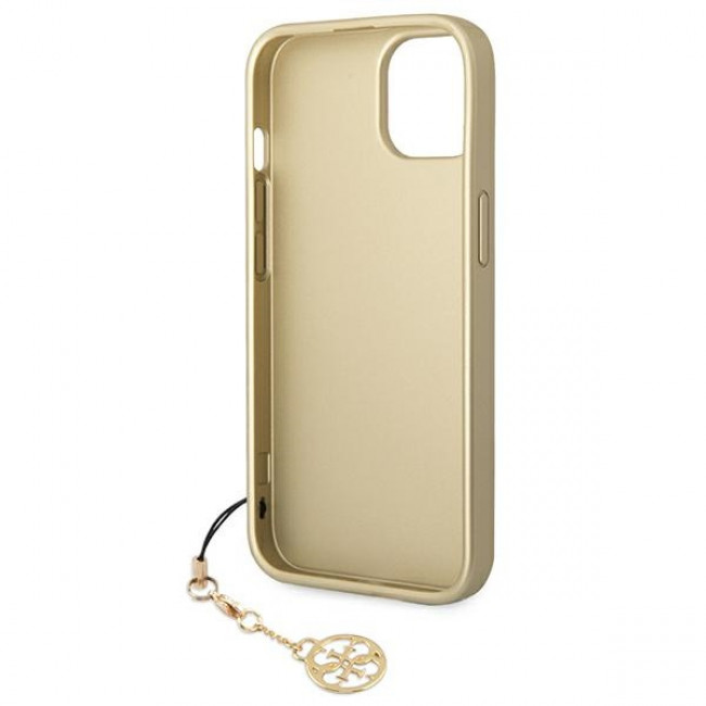 Guess iPhone 14 Plus - 4G Charms Collection Θήκη με Επένδυση Συνθετικού Δέρματος - Brown - GUHCP14MGF4GBR