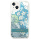 Guess iPhone 14 Plus Flower Liquid Glitter Σκληρή Θήκη - Green - GUHCP14MLFLSN