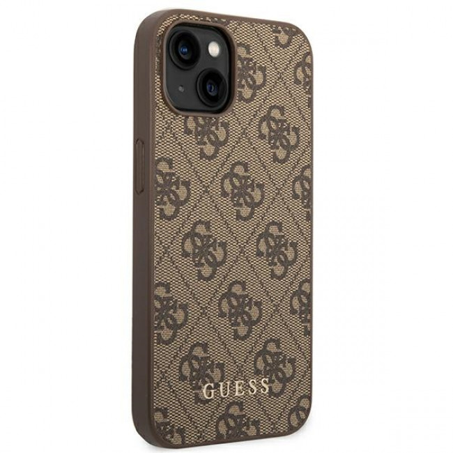 Guess iPhone 14 4G Saffiano Θήκη με Επένδυση Συνθετικού Δέρματος - Brown - GUHCP14SG4GFBR