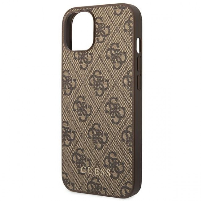 Guess iPhone 14 4G Saffiano Θήκη με Επένδυση Συνθετικού Δέρματος - Brown - GUHCP14SG4GFBR