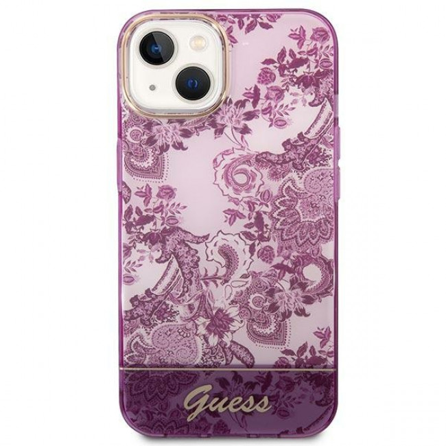 Guess iPhone 14 Porcelain Collection Σκληρή Θήκη με Πλαίσιο Σιλικόνης - Fuschia - GUHCP14SHGPLHF