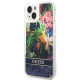 Guess iPhone 14 Flower Liquid Glitter Σκληρή Θήκη - Blue - GUHCP14SLFLSB