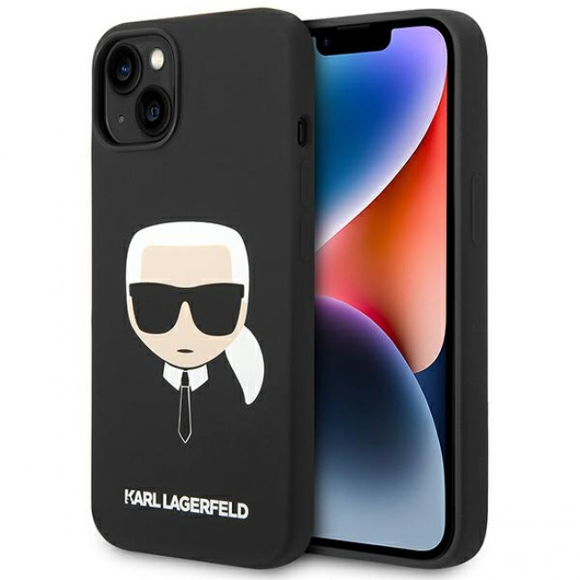 Karl Lagerfeld iPhone 14 Plus Silicone Karl's Head Θήκη Σιλικόνης - Black - KLHCP14MSLKHBK