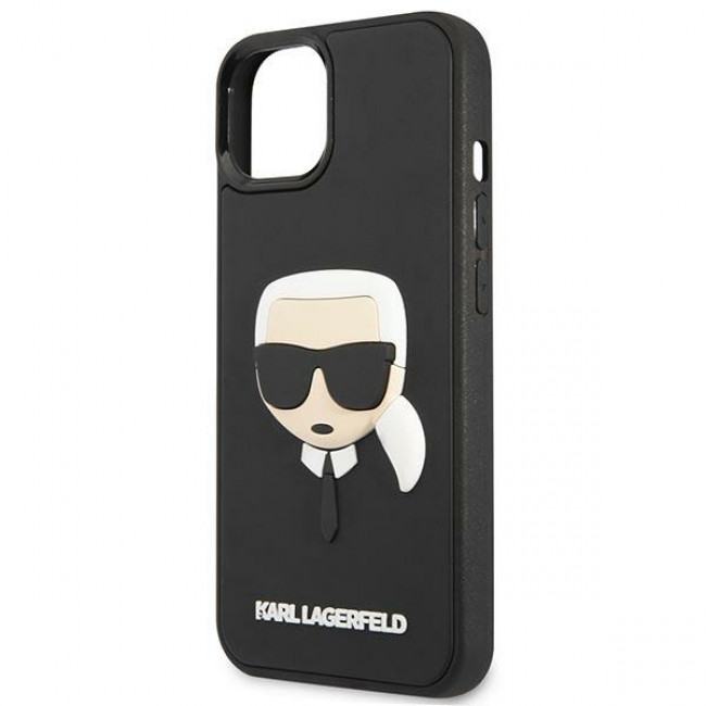 Karl Lagerfeld iPhone 14 Plus - 3D Rubber Karl's Head Σκληρή Θήκη με Πλαίσιο Σιλικόνης - Black - KLHCP14MKH3DBK