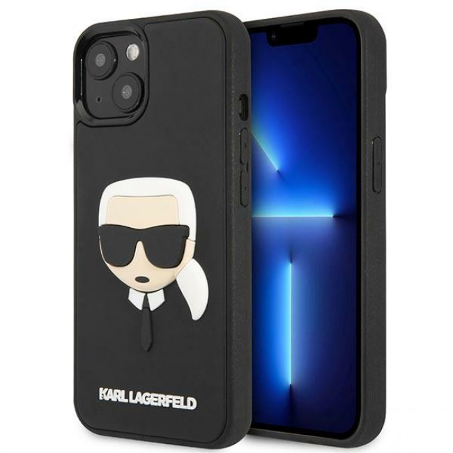 Karl Lagerfeld iPhone 14 Plus - 3D Rubber Karl's Head Σκληρή Θήκη με Πλαίσιο Σιλικόνης - Black - KLHCP14MKH3DBK