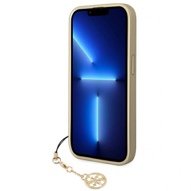 Guess iPhone 14 Pro Max - 4G Charms Collection Θήκη με Επένδυση Συνθετικού Δέρματος - Brown - GUHCP14XGF4GBR