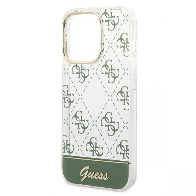 Guess iPhone 14 Pro Max 4G Pattern Script Σκληρή Θήκη με Πλαίσιο Σιλικόνης - Khaki - GUHCP14XHG4MHA