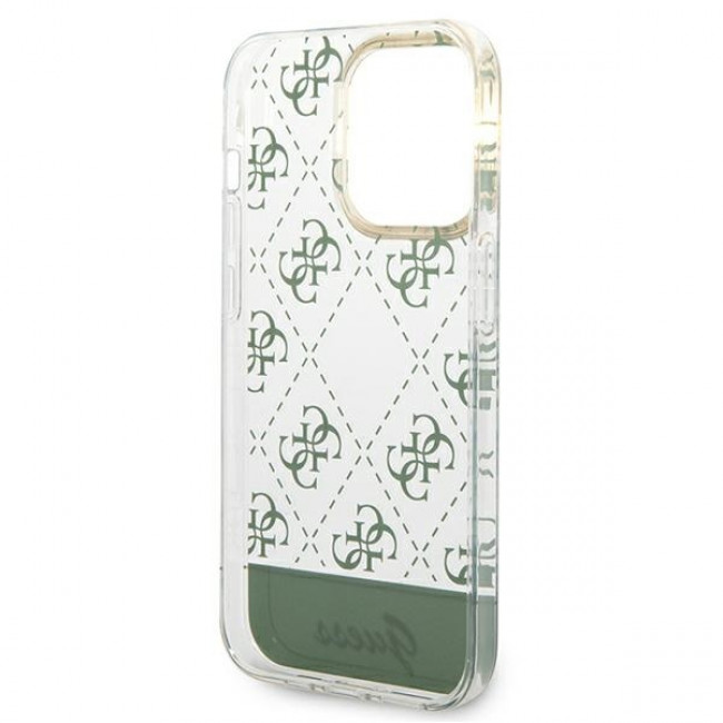 Guess iPhone 14 Pro Max 4G Pattern Script Σκληρή Θήκη με Πλαίσιο Σιλικόνης - Khaki - GUHCP14XHG4MHA