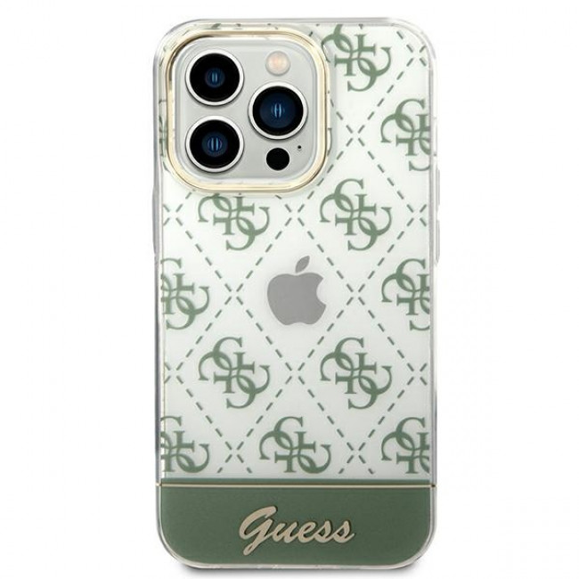 Guess iPhone 14 Pro Max 4G Pattern Script Σκληρή Θήκη με Πλαίσιο Σιλικόνης - Khaki - GUHCP14XHG4MHA