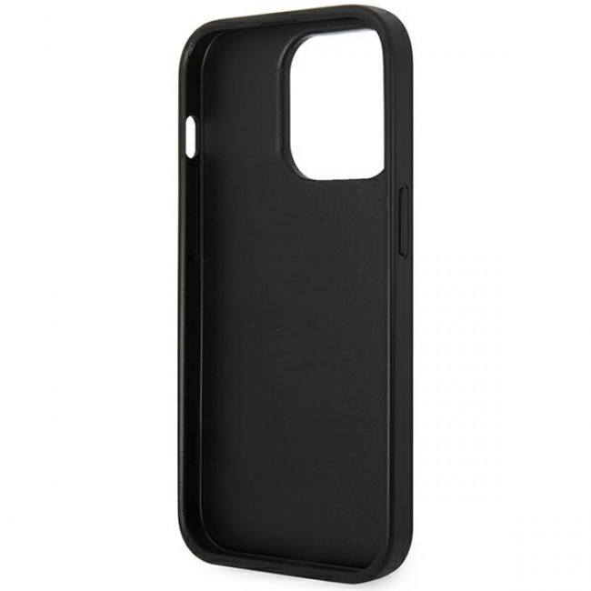 Karl Lagerfeld iPhone 14 Pro - Saffiano Choupette Head Patch Σκληρή Θήκη με Επένδυση Συνθετικού Δέρματος και Πλαίσιο Σιλικόνης - Black - KLHCP14LSAPCHK