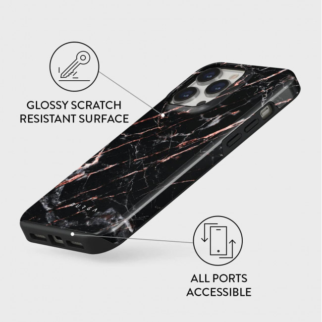 Burga iPhone 14 Pro Max Fashion Tough Σκληρή Θήκη - Rose Gold Marble