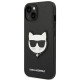 Karl Lagerfeld iPhone 14 Plus - Saffiano Choupette Head Patch Σκληρή Θήκη με Επένδυση Συνθετικού Δέρματος και Πλαίσιο Σιλικόνης - Black - KLHCP14MSAPCHK