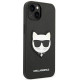 Karl Lagerfeld iPhone 14 Plus - Saffiano Choupette Head Patch Σκληρή Θήκη με Επένδυση Συνθετικού Δέρματος και Πλαίσιο Σιλικόνης - Black - KLHCP14MSAPCHK