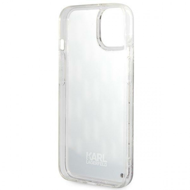 Karl Lagerfeld iPhone 14 - Liquid Glitter Monogram Σκληρή Θήκη με Πλαίσιο Σιλικόνης - Βlack - KLHCP14SLMNMK