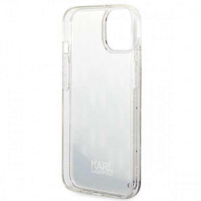 Karl Lagerfeld iPhone 14 - Liquid Glitter Monogram Σκληρή Θήκη με Πλαίσιο Σιλικόνης - Silver - KLHCP14SLMNMS