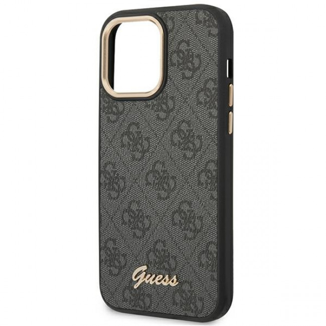 Guess iPhone 14 Pro 4G Vintage Gold Logo Σκληρή Θήκη με Πλαίσιο Σιλικόνης - Black - GUHCP14LHG4SHK