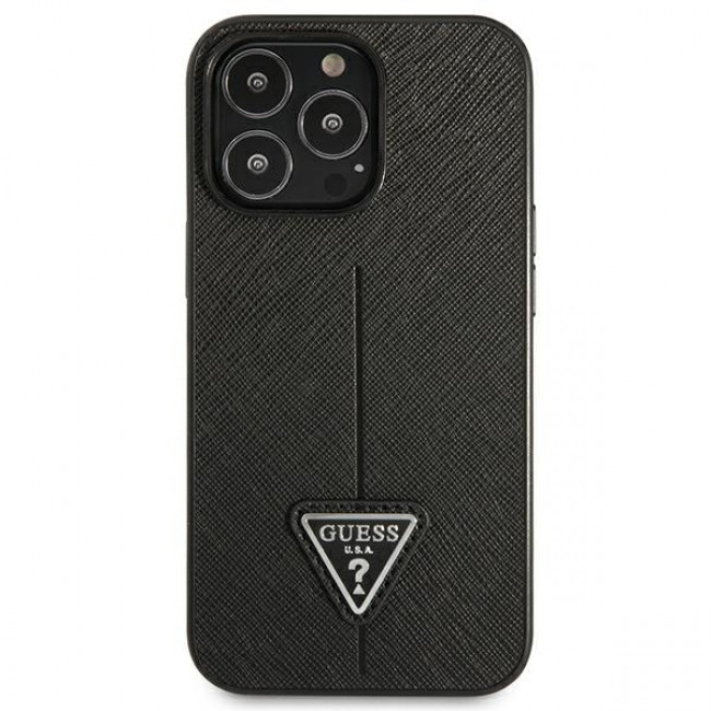 Guess iPhone 14 Pro Saffiano Σκληρή Θήκη με Πλαίσιο Σιλικόνης - Black - GUHCP14LPSATLK