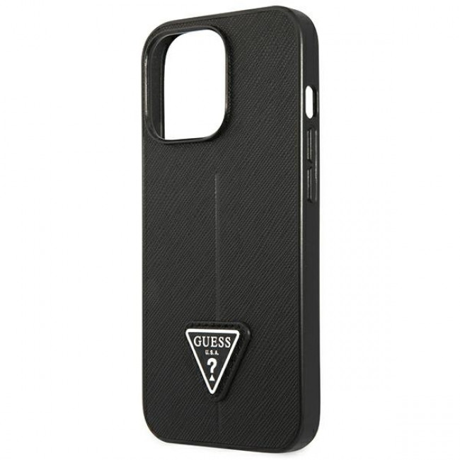 Guess iPhone 14 Pro Saffiano Σκληρή Θήκη με Πλαίσιο Σιλικόνης - Black - GUHCP14LPSATLK