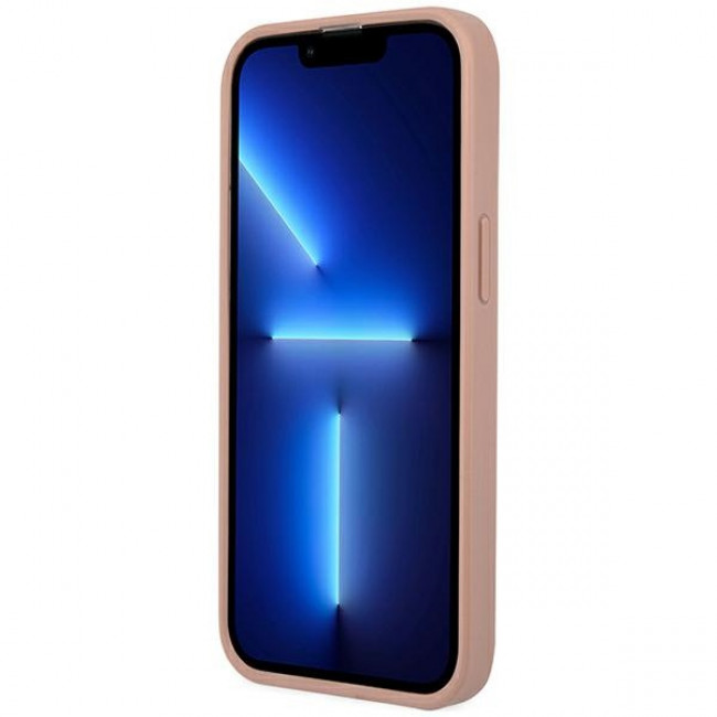 Guess iPhone 14 Pro Saffiano Σκληρή Θήκη με Πλαίσιο Σιλικόνης - Pink - GUHCP14LPSATLP