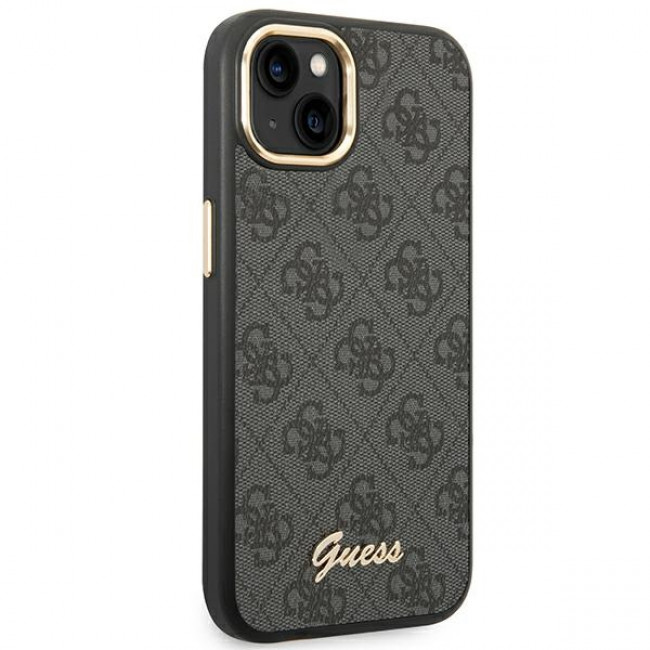 Guess iPhone 14 Plus 4G Vintage Gold Logo Σκληρή Θήκη με Πλαίσιο Σιλικόνης - Black - GUHCP14MHG4SHK