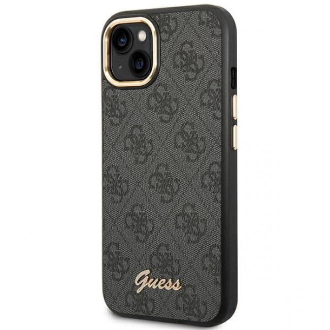 Guess iPhone 14 Plus 4G Vintage Gold Logo Σκληρή Θήκη με Πλαίσιο Σιλικόνης - Black - GUHCP14MHG4SHK