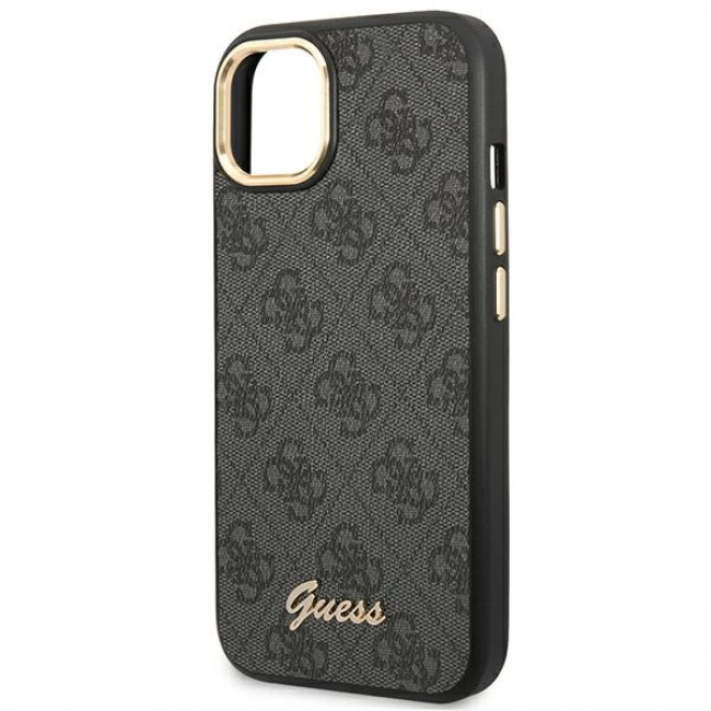 Guess iPhone 14 Plus 4G Vintage Gold Logo Σκληρή Θήκη με Πλαίσιο Σιλικόνης - Black - GUHCP14MHG4SHK