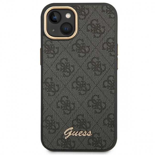 Guess iPhone 14 Plus 4G Vintage Gold Logo Σκληρή Θήκη με Πλαίσιο Σιλικόνης - Black - GUHCP14MHG4SHK