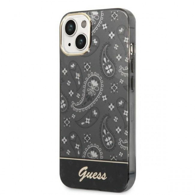 Guess iPhone 14 Plus Bandana Paisley Σκληρή Θήκη με Πλαίσιο Σιλικόνης - Black - GUHCP14MHGBNHK