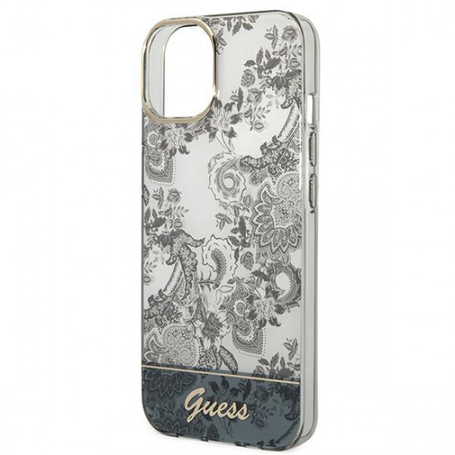 Guess iPhone 14 Plus Porcelain Collection Σκληρή Θήκη με Πλαίσιο Σιλικόνης - Grey - GUHCP14MHGPLHG