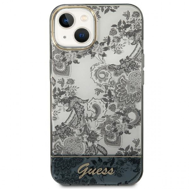 Guess iPhone 14 Plus Porcelain Collection Σκληρή Θήκη με Πλαίσιο Σιλικόνης - Grey - GUHCP14MHGPLHG