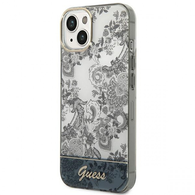 Guess iPhone 14 Plus Porcelain Collection Σκληρή Θήκη με Πλαίσιο Σιλικόνης - Grey - GUHCP14MHGPLHG