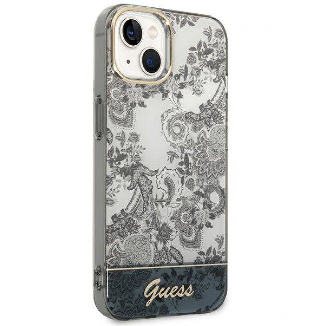 Guess iPhone 14 Plus Porcelain Collection Σκληρή Θήκη με Πλαίσιο Σιλικόνης - Grey - GUHCP14MHGPLHG