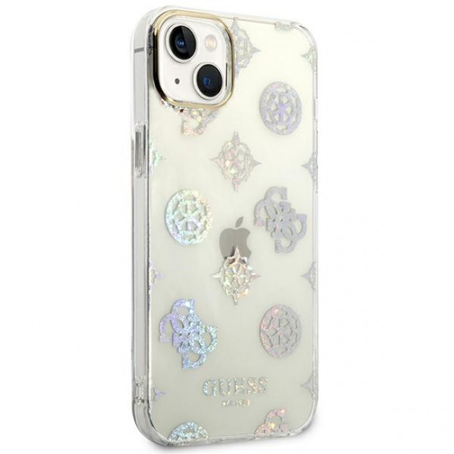 Guess iPhone 14 Plus Peony Glitter Σκληρή Θήκη με Πλαίσιο Σιλικόνης - Clear - GUHCP14MHTPPTH