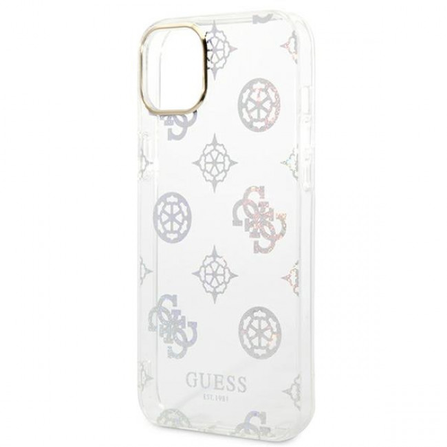 Guess iPhone 14 Plus Peony Glitter Σκληρή Θήκη με Πλαίσιο Σιλικόνης - Clear - GUHCP14MHTPPTH