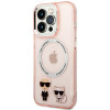 Karl Lagerfeld iPhone 14 Pro Max - Karl and Choupette Aluminium Magsafe Σκληρή Θήκη με Πλαίσιο Σιλικόνης και MagSafe - Pink - KLHMP14XHKCP