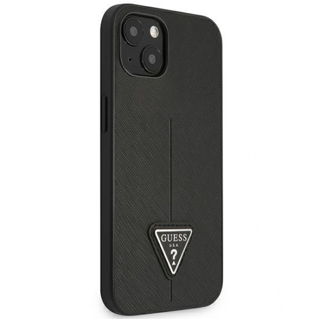 Guess iPhone 14 Plus Saffiano Σκληρή Θήκη με Πλαίσιο Σιλικόνης - Βlack - GUHCP14MPSATLK