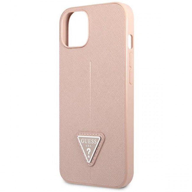 Guess iPhone 14 Plus Saffiano Σκληρή Θήκη με Πλαίσιο Σιλικόνης - Pink - GUHCP14MPSATLP