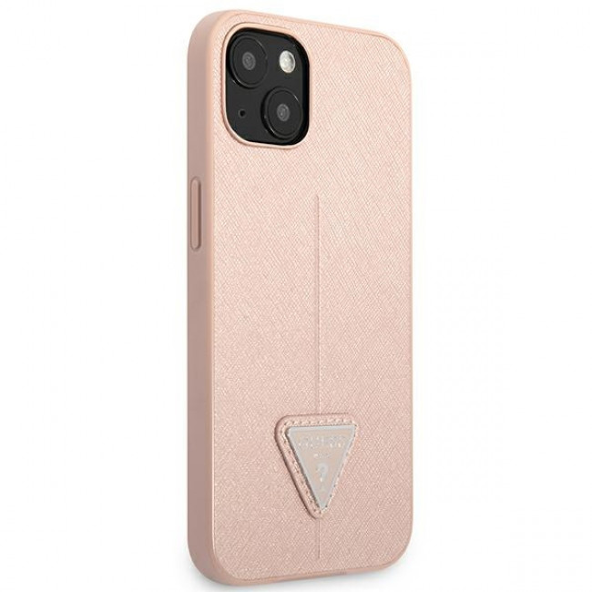 Guess iPhone 14 Plus Saffiano Σκληρή Θήκη με Πλαίσιο Σιλικόνης - Pink - GUHCP14MPSATLP