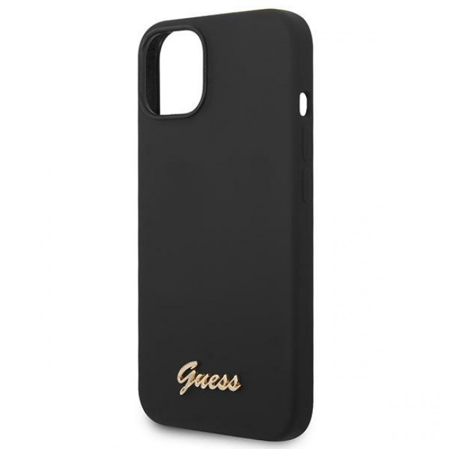 Guess iPhone 14 Plus Silicone Vintage Gold Logo Θήκη Σιλικόνης - Black - GUHCP14MSLSMK